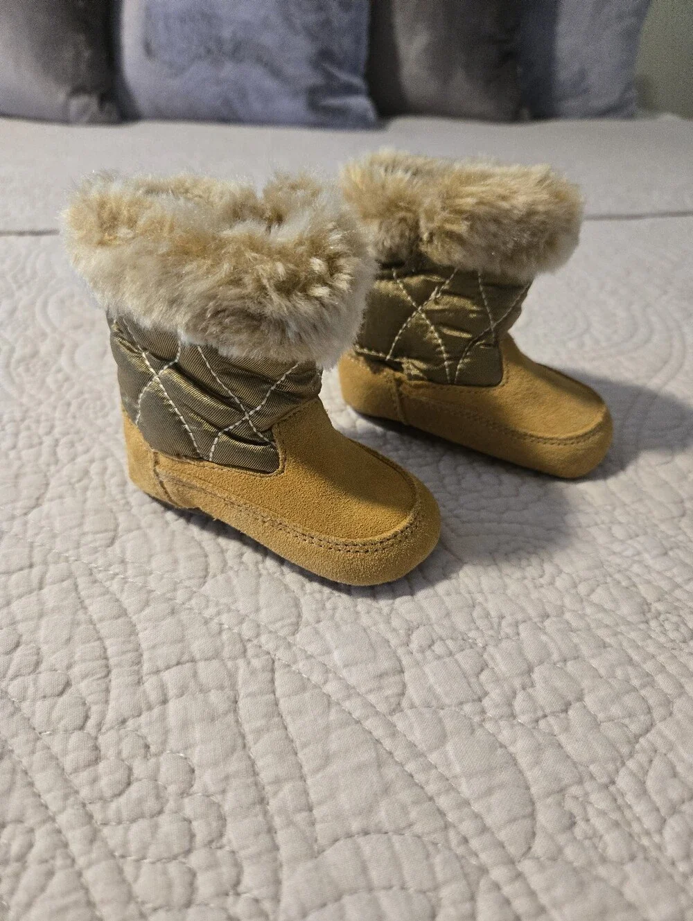 Kids Faux Fur Winter Boots - Camel